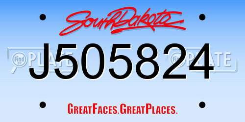 J505824 South Dakota License Plate