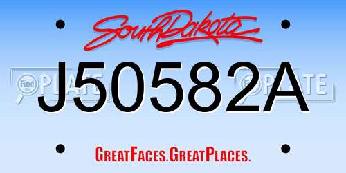 J50582A South Dakota License Plate