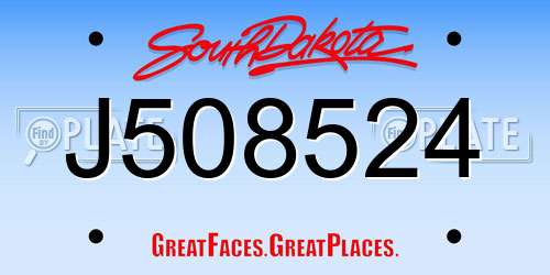 J508524 South Dakota License Plate