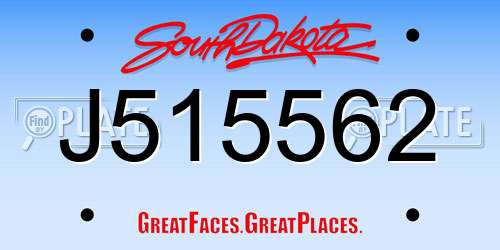J515562 South Dakota License Plate