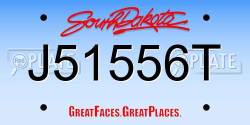 J51556T South Dakota License Plate