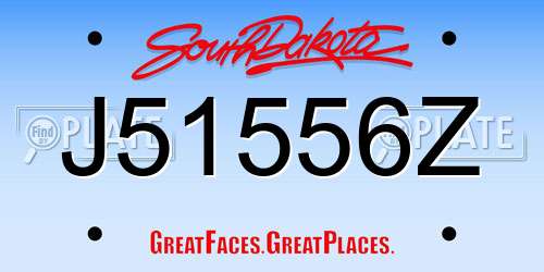 J51556Z South Dakota License Plate