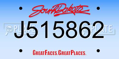 J515862 South Dakota License Plate