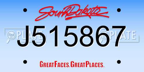 J515867 South Dakota License Plate