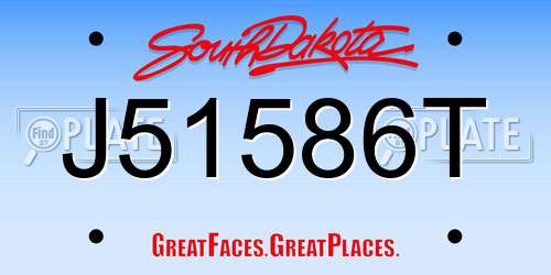J51586T South Dakota License Plate
