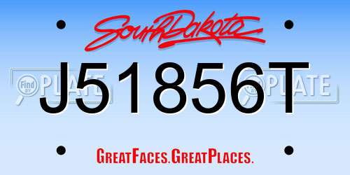 J51856T South Dakota License Plate