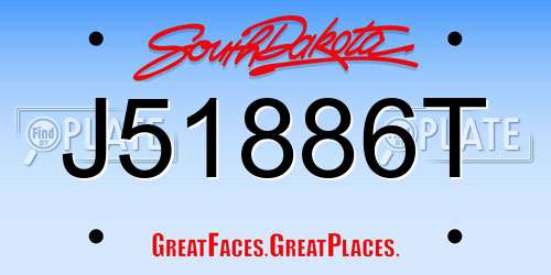 J51886T South Dakota License Plate