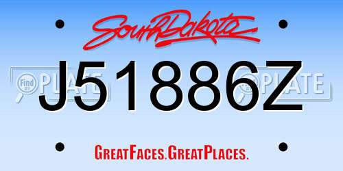 J51886Z South Dakota License Plate