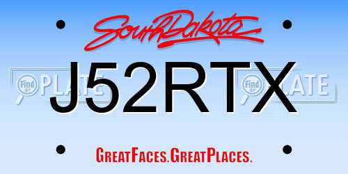 J52RTX South Dakota License Plate