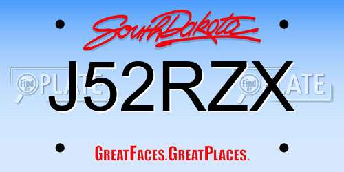 J52RZX South Dakota License Plate