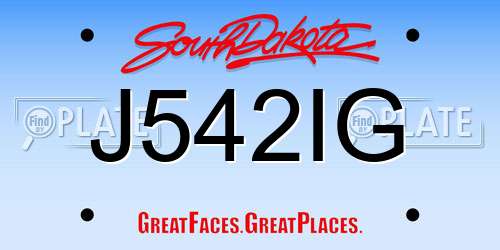J542IG South Dakota License Plate