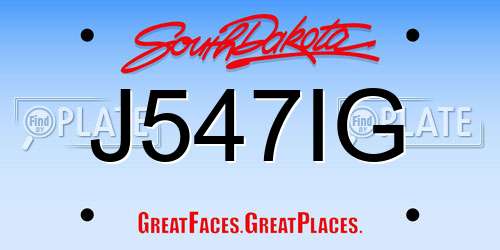 J547IG South Dakota License Plate