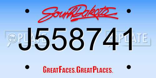 J558741 South Dakota License Plate