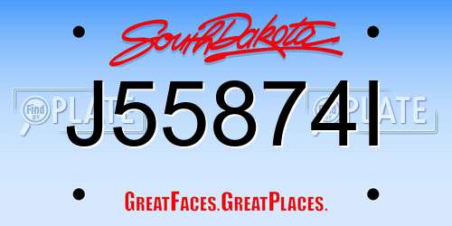 J55874I South Dakota License Plate