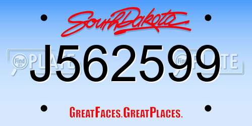 J562599 South Dakota License Plate