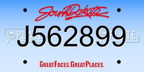 J562899 South Dakota License Plate