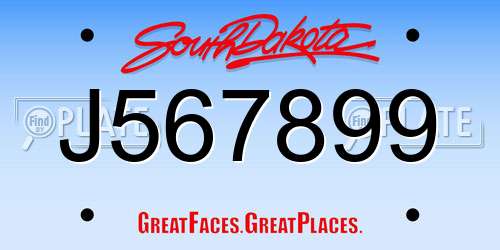 J567899 South Dakota License Plate