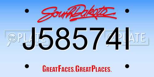 J58574I South Dakota License Plate