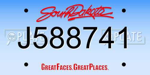 J588741 South Dakota License Plate