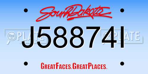 J58874I South Dakota License Plate