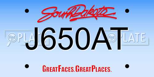 J650AT South Dakota License Plate