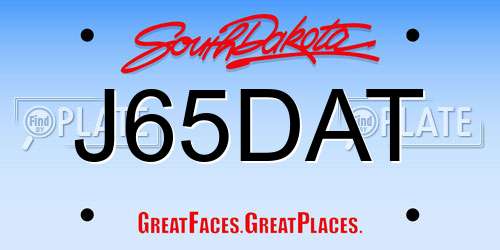 J65DAT South Dakota License Plate