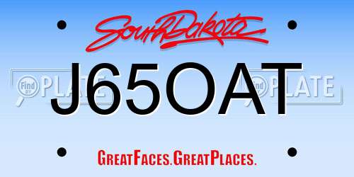 J65OAT South Dakota License Plate