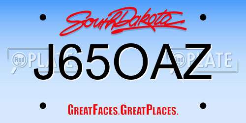 J65OAZ South Dakota License Plate