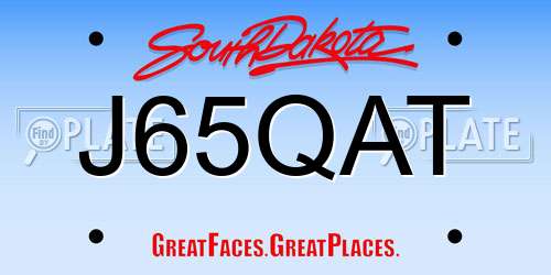 J65QAT South Dakota License Plate