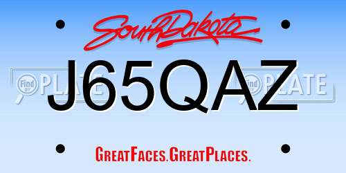 J65QAZ South Dakota License Plate