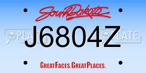 J6804Z South Dakota License Plate