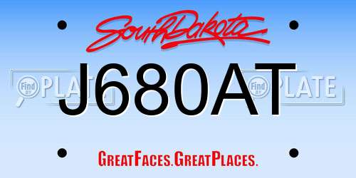 J680AT South Dakota License Plate