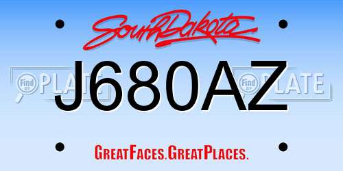 J680AZ South Dakota License Plate