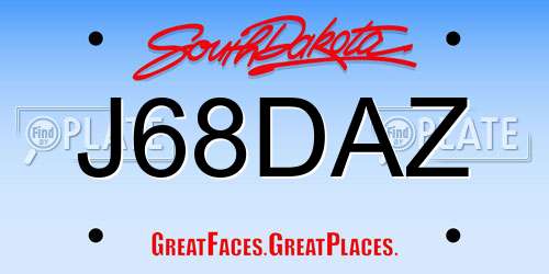 J68DAZ South Dakota License Plate