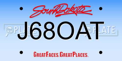 J68OAT South Dakota License Plate
