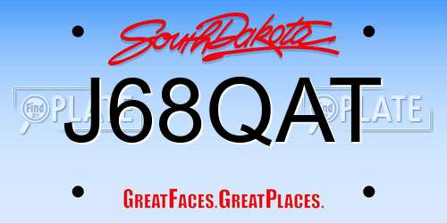 J68QAT South Dakota License Plate