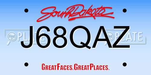 J68QAZ South Dakota License Plate