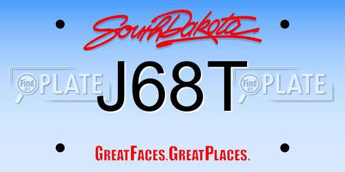J68T South Dakota License Plate