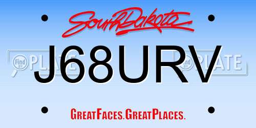 J68URV South Dakota License Plate