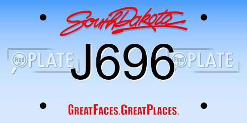 J696 South Dakota License Plate