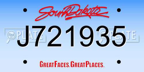 J721935 South Dakota License Plate