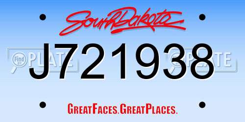 J721938 South Dakota License Plate