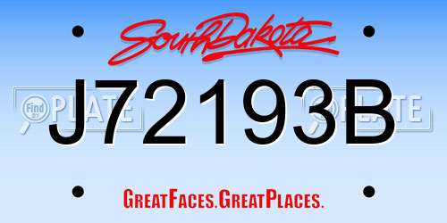 J72193B South Dakota License Plate