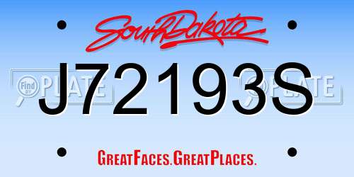 J72193S South Dakota License Plate