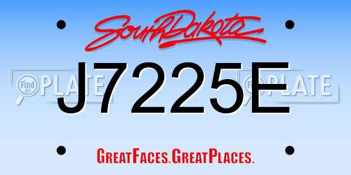 J7225E South Dakota License Plate