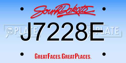 J7228E South Dakota License Plate