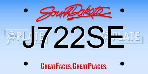 J722SE South Dakota License Plate