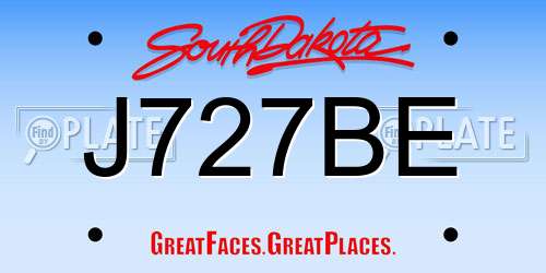 J727BE South Dakota License Plate