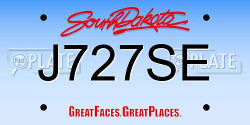 J727SE South Dakota License Plate