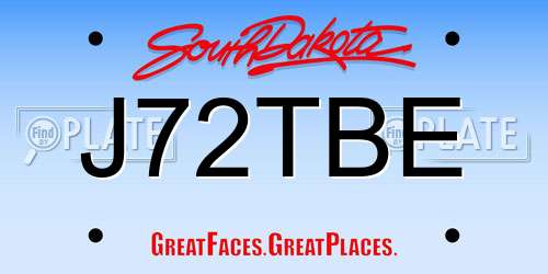 J72TBE South Dakota License Plate